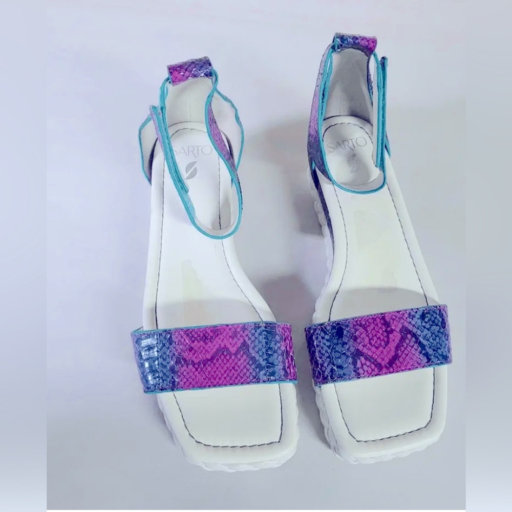 Sarto TIANA pink purple strapped sandals LEATHER white soles Barbie Core Women 6 - Picture 4 of 6